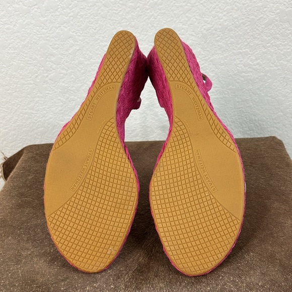 Stuart Weitzman Pink Espadrilles Suede Bow Wedge Heels - Picture 11 of 11